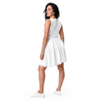 Woman wearing a white skirt on a white background