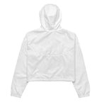 White cropped wind breaker jacket hoodie on a white background